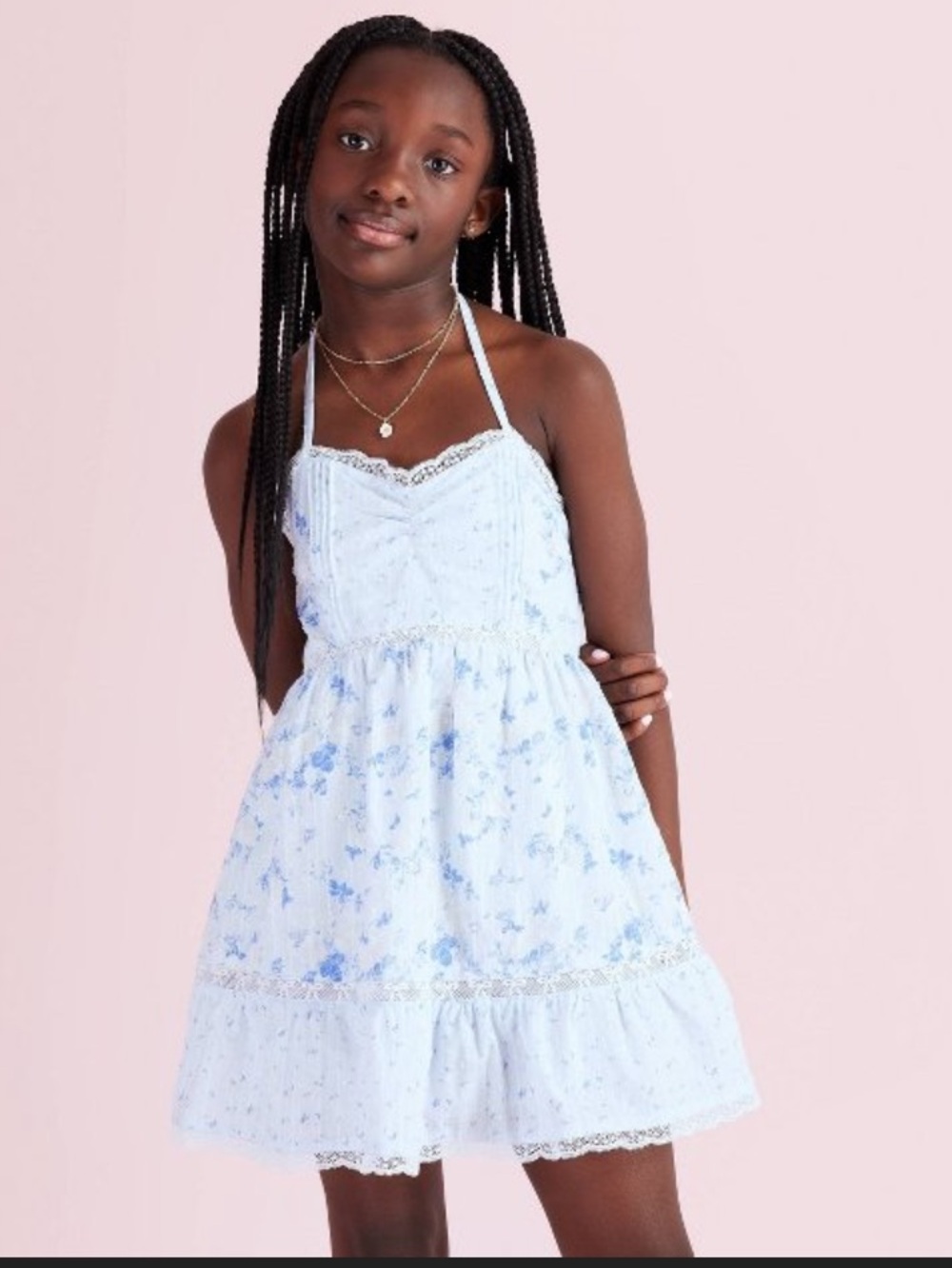 NWT LoveShackFancy x Target Annabelle Budding Florals Halter Dress - Blue 7
